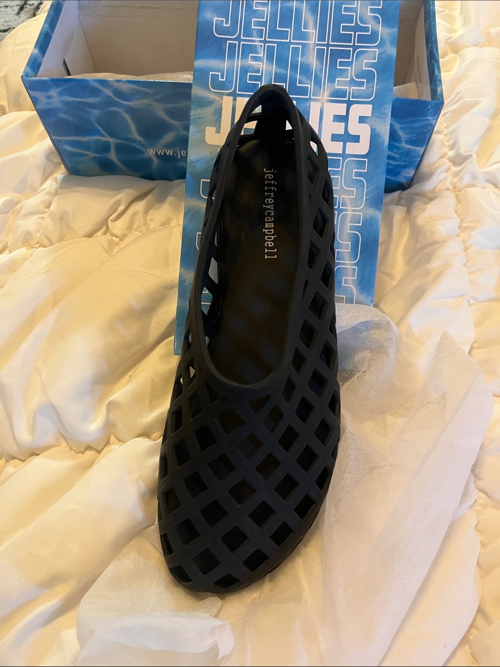 Jeffrey Campbell Black Lattice Jelly Slip-On Mule